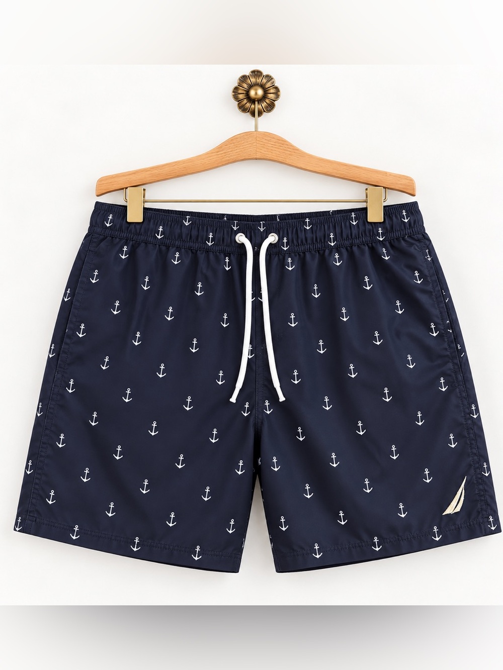 Nautica Men’s Navy Anchor Print Swim Trunks XL